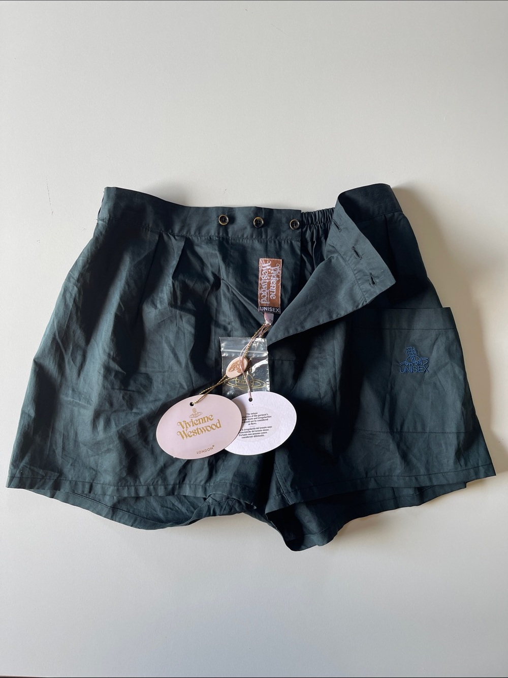 NWT Vivienne Westwood SS16 Boxer Shorts color Petrol, Orb Logo